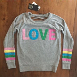 CHASER DRAPED BACK LOVE SWEATER Long Sleeve NWT